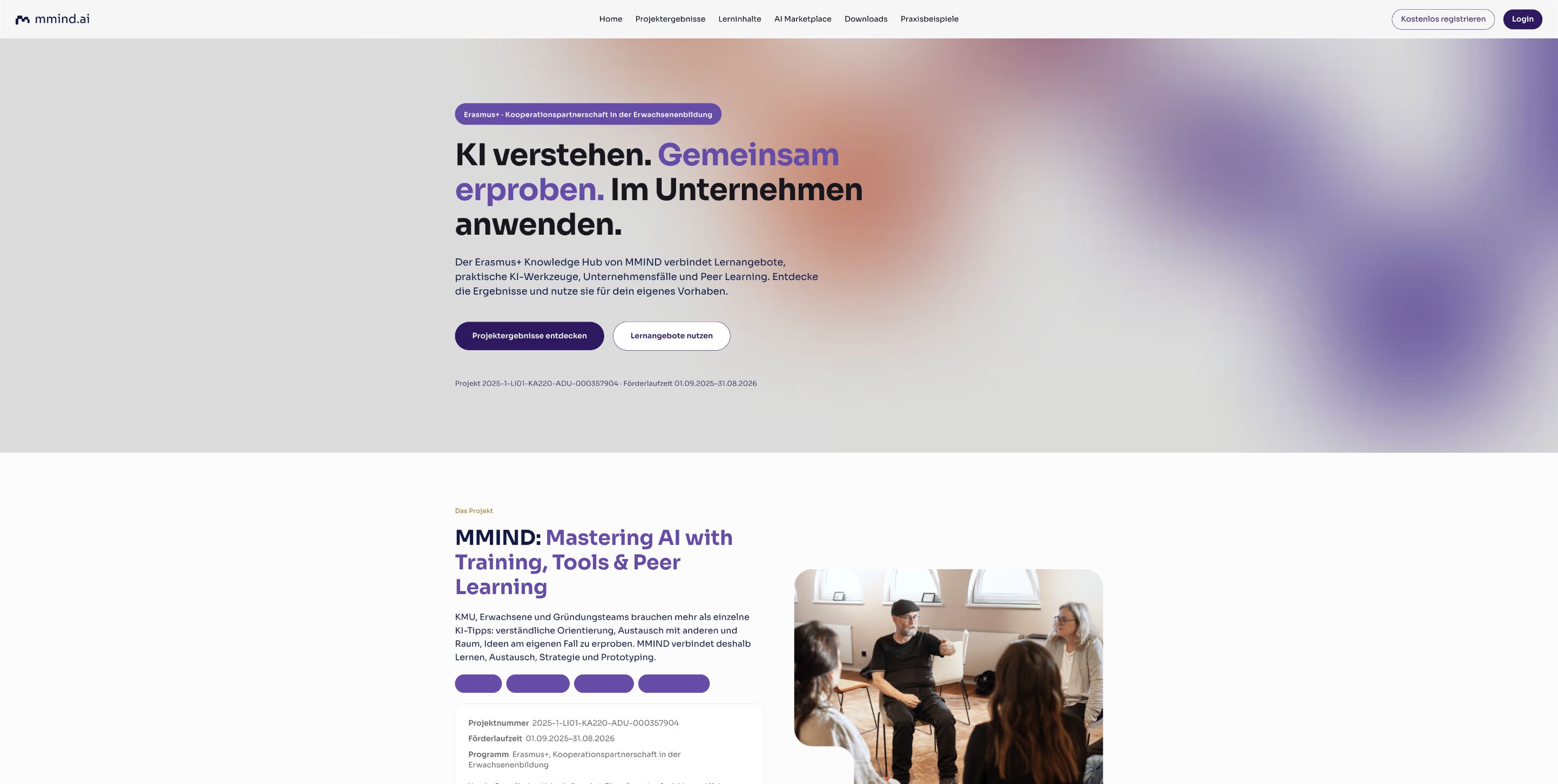 Der Knowledge Hub mmind.space als Anlaufstelle für Lerninhalte, Werkzeuge und Praxisbeispiele.